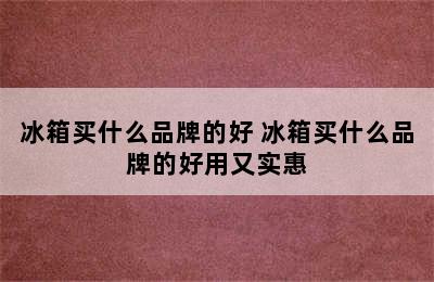 冰箱买什么品牌的好 冰箱买什么品牌的好用又实惠